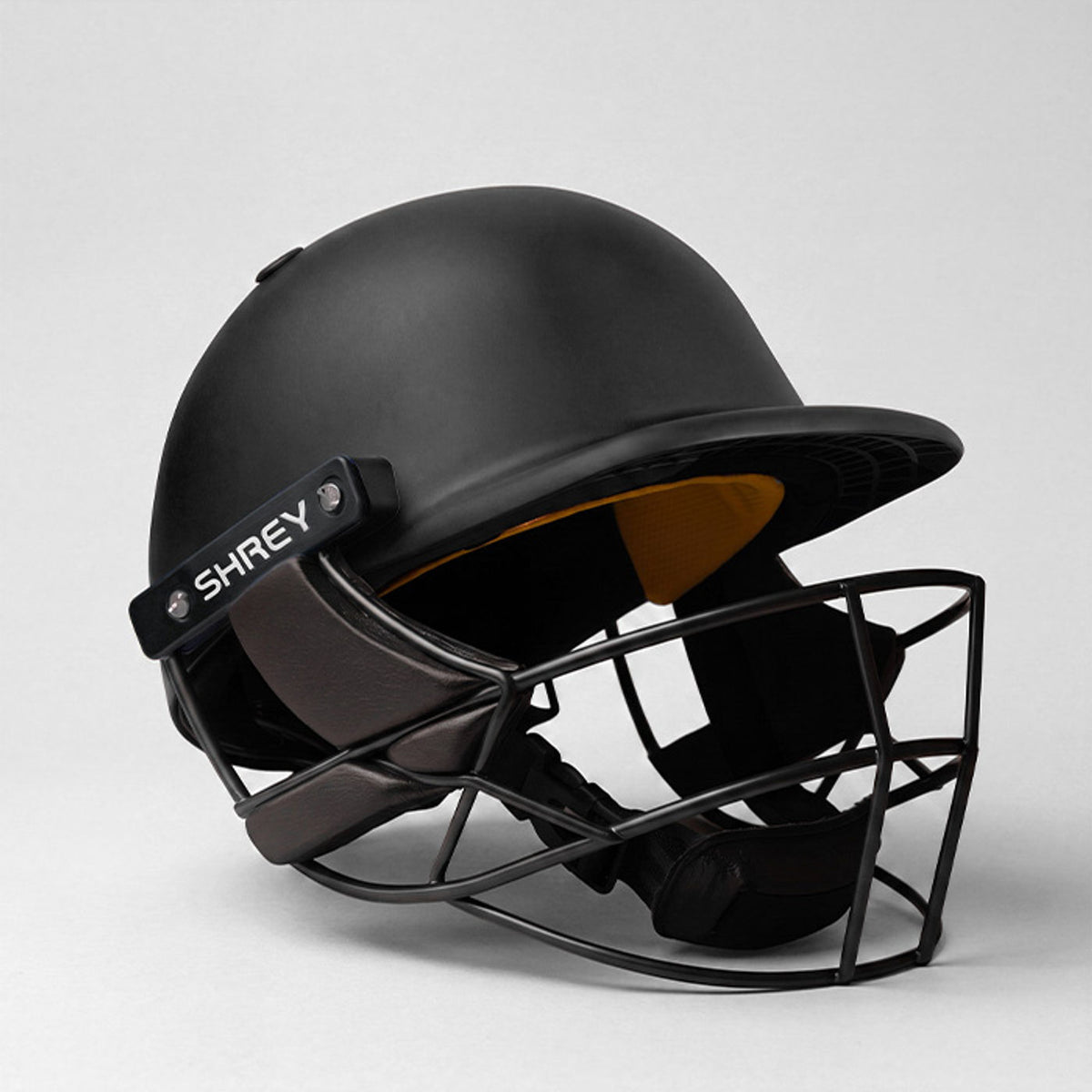 Shrey Chroma Steel Adult Cricket Helmet by SHREY - Black - three-quarter view - TopCricketStore