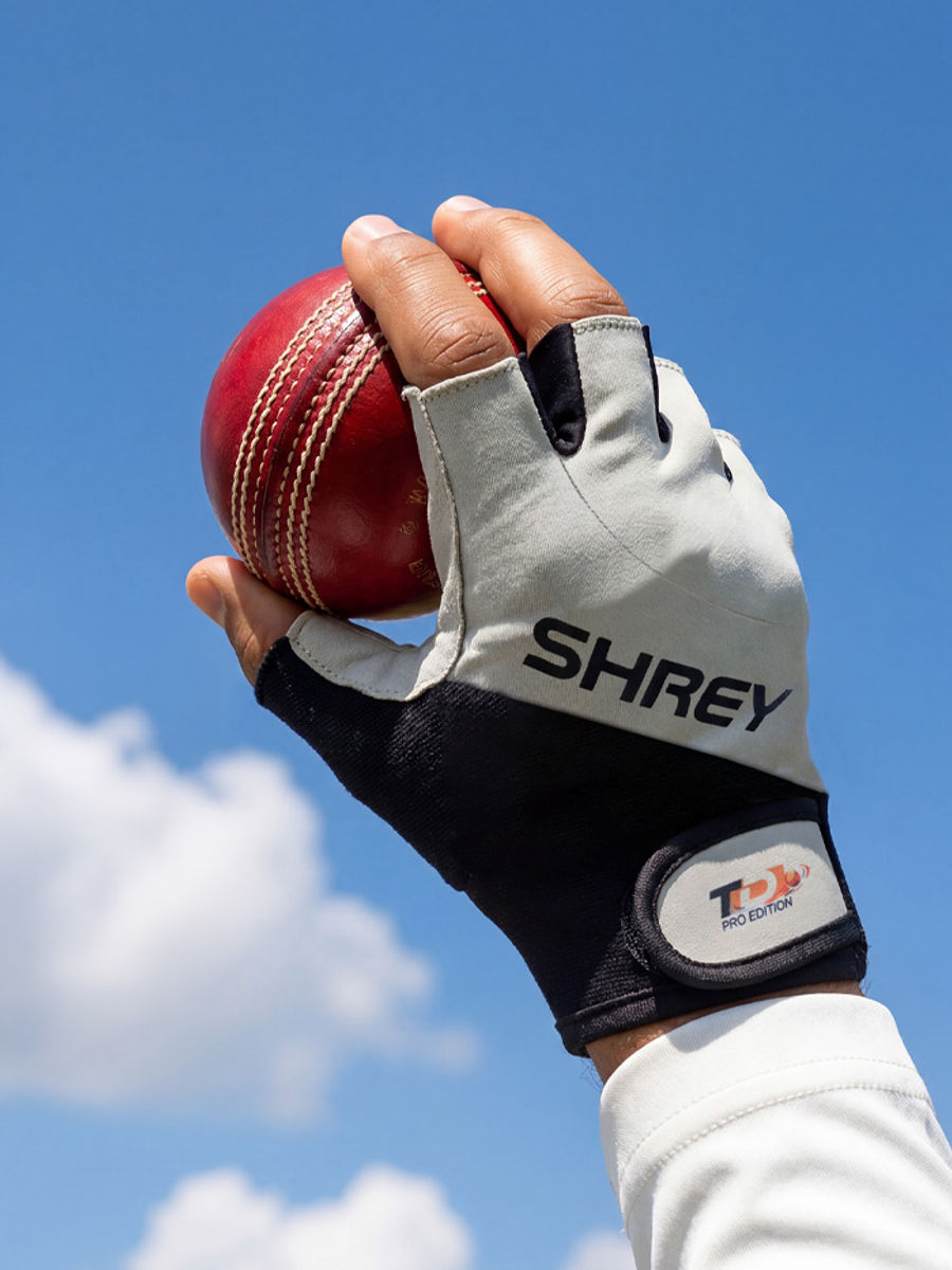Shrey Pro Edition Adult Cricket Fielding Gloves by SHREY - in-use view - TopCricketStore