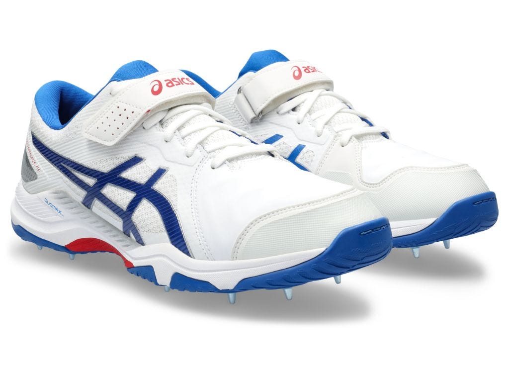 Asics Speed Menace FF White/Tuna Blue Cricket Metal Spike Shoes