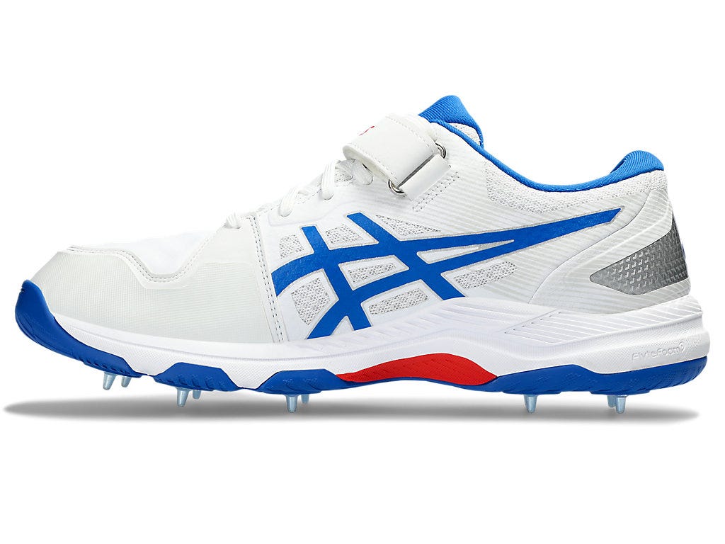 Asics Speed Menace FF White/Tuna Blue Cricket Metal Spike Shoes