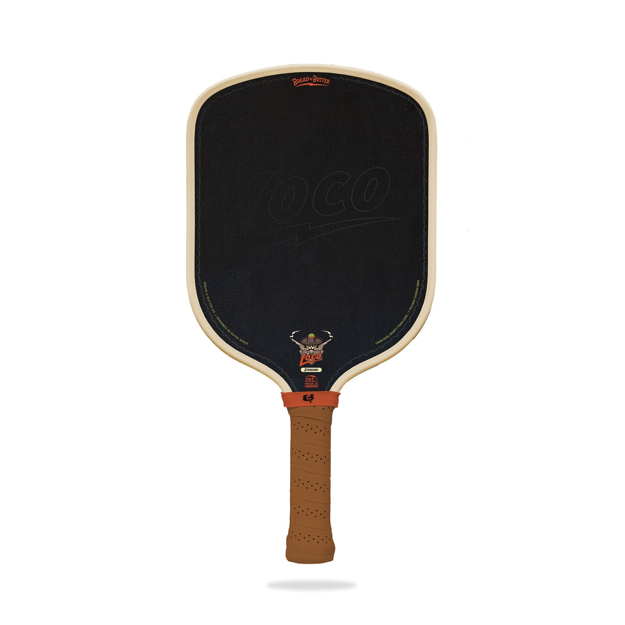 Bread & Butter Loco 16mm pickleball paddle in the Standard shape, full face view