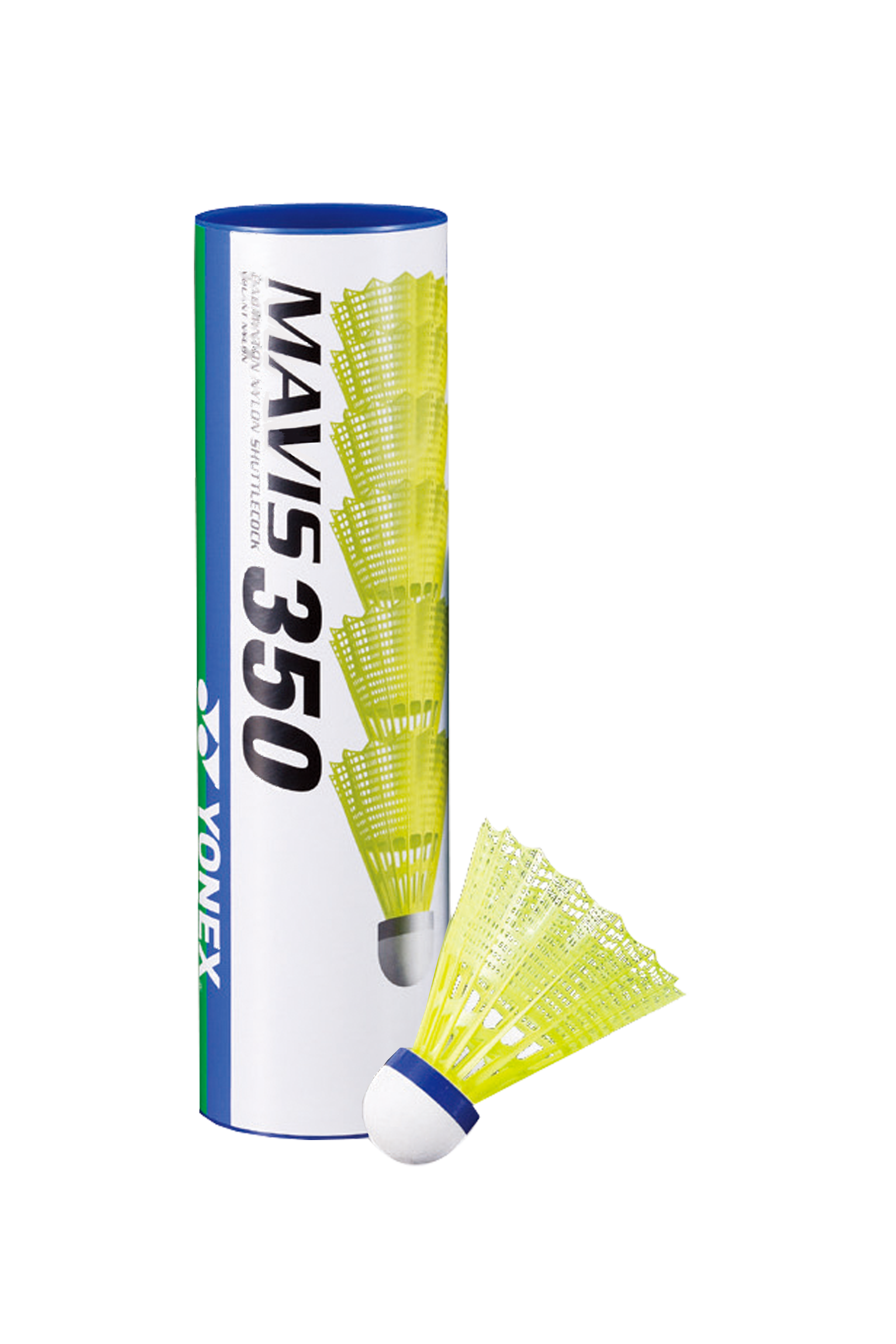 Yonex Mavis 350 Blue Cap Medium Speed Yellow Nylon Badminton Shuttlecocks 6 Piece Tube