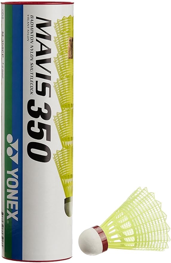 Yonex Mavis 350 Red Cap Fast Speed Yellow Nylon Badminton Shuttlecocks 6 Piece Tube