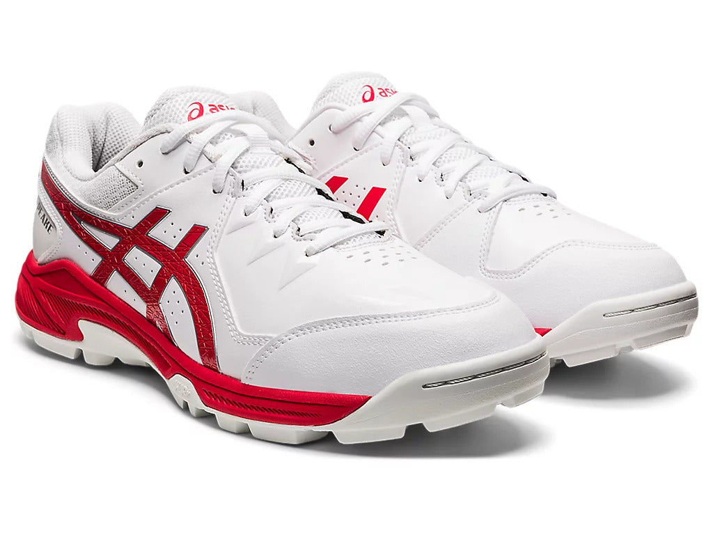 Asics Gel Peake - White/Electric Red Cricket Shoes