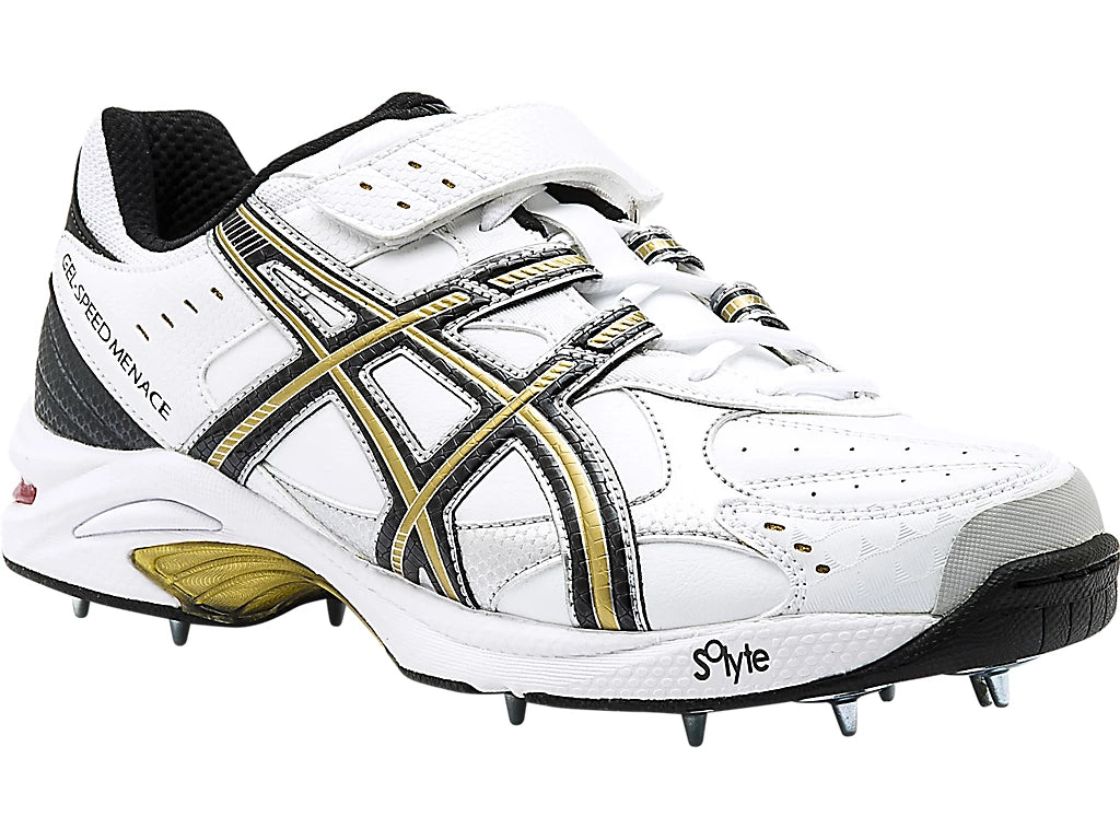 Asics Gel - Speed Menace Cricket Metal Spike Shoes (White/Black/Gold)