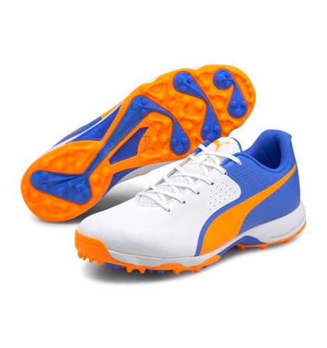 Puma 20 White-Bluemazing-Orange Glow Cricket Shoes