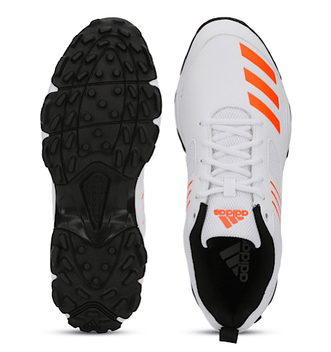 Adidas Crihase White/Orange Cricket Shoes