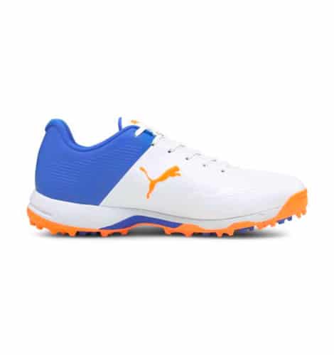 Puma 20 White-Bluemazing-Orange Glow Cricket Shoes