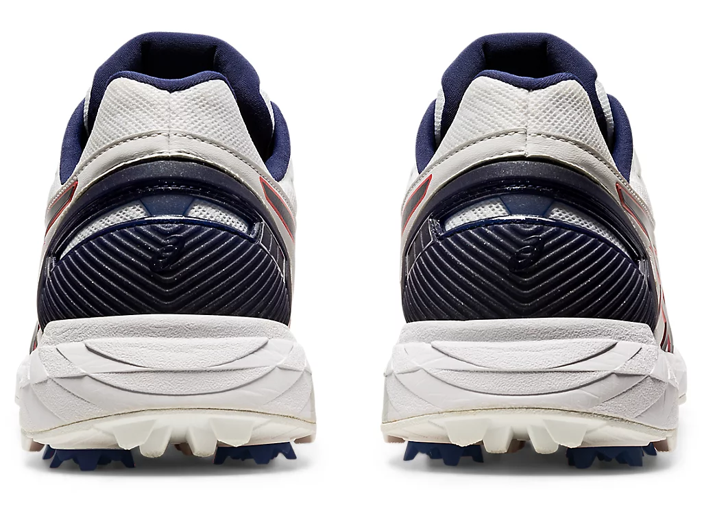 Asics 350 Not Out FF (White/Peacot) Cricket Metal Spike Shoes by Asics - packaging view - TopCricketStore