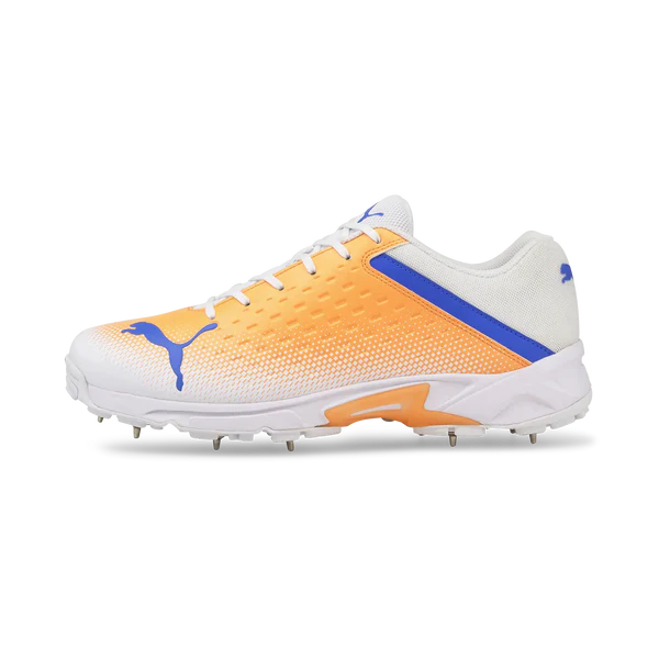 Puma 22.2 White Bluemazing Neon Citrus Cricket Metal Spike Shoes