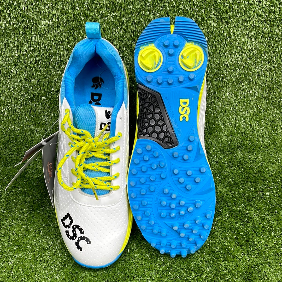 DSC Jaffa 22 (White and Lemon) Junior Cricket Shoes