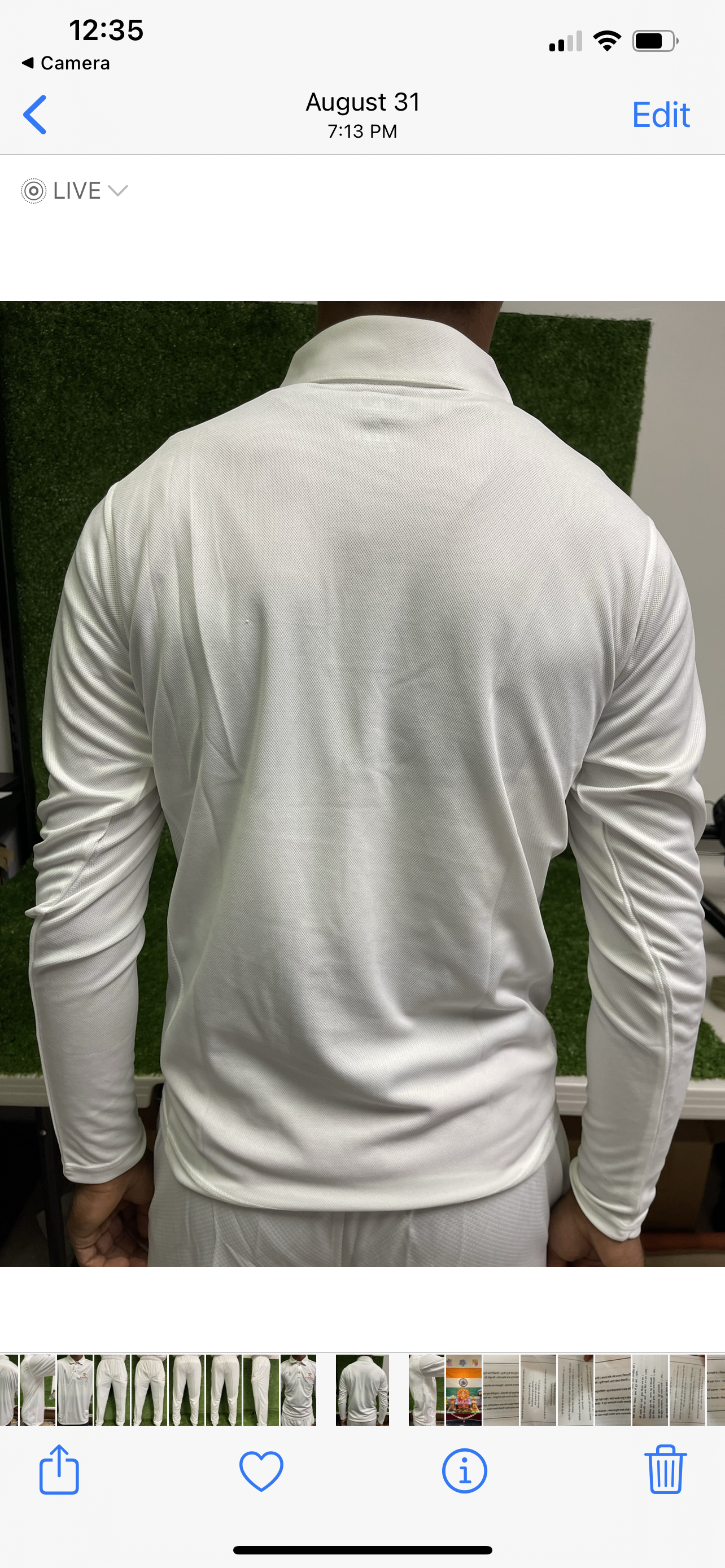Raydn Cricket White Full Sleeve Shirt / TShirt