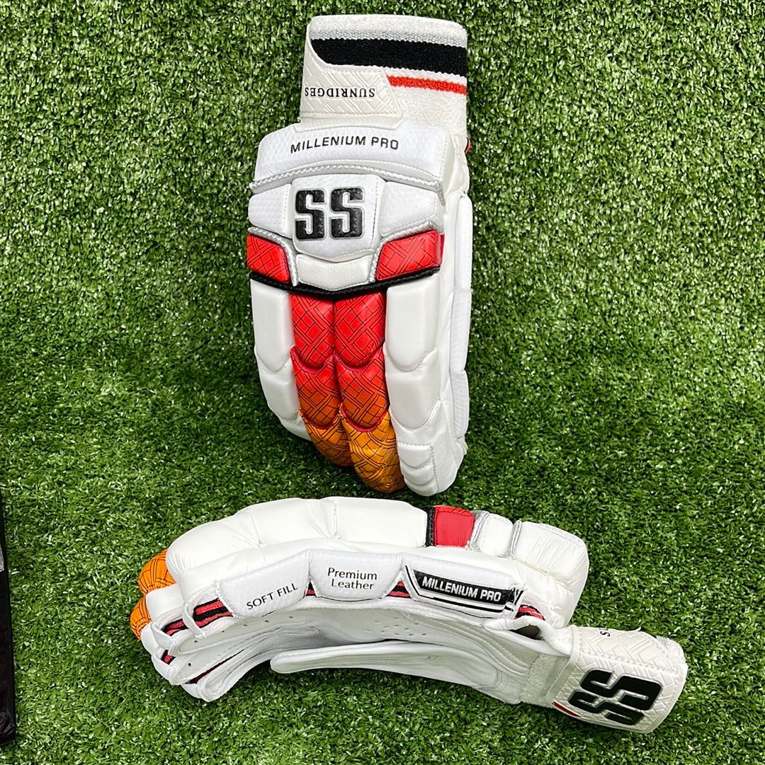 SS Millenium Pro Junior/Youth Cricket Batting Gloves Red/Orange