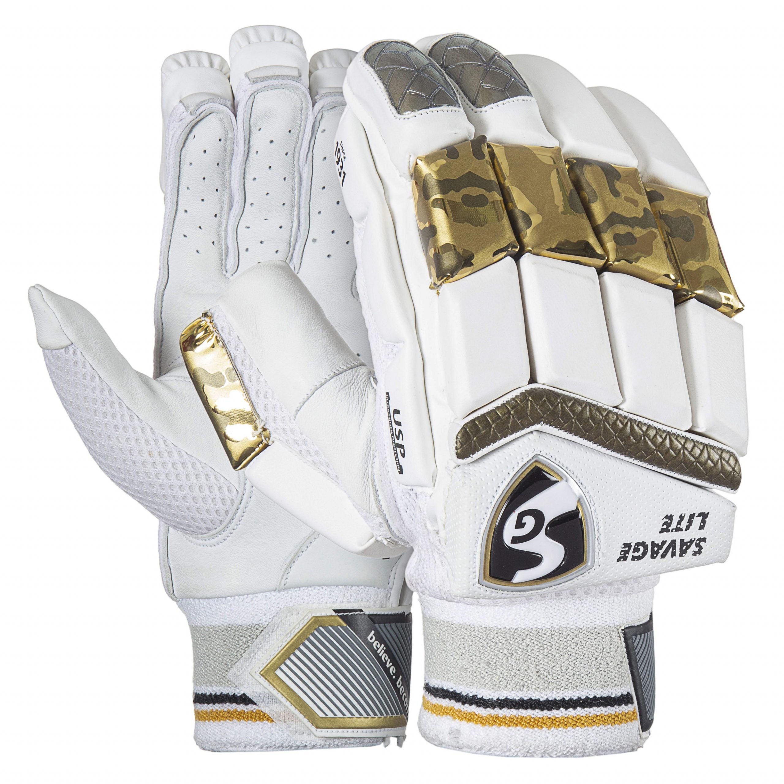 SG Savage Lite Junior / Youth Cricket Batting Gloves Gold Black