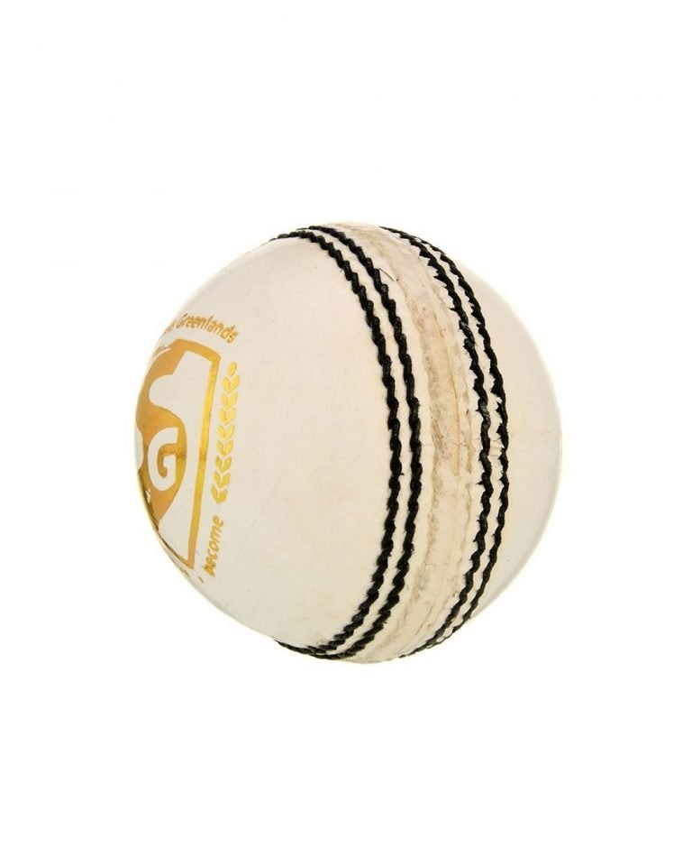 Close-up of SG Club White Ball Seam - High Grip Hand-Stitched Seam for Spinners and Pacers