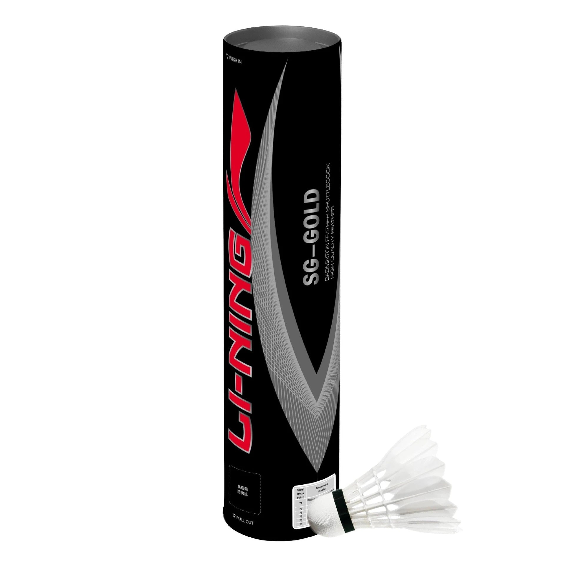 Li-Ning Badminton Feather Shuttle SG-GOLD QTY 12 SPEED 76