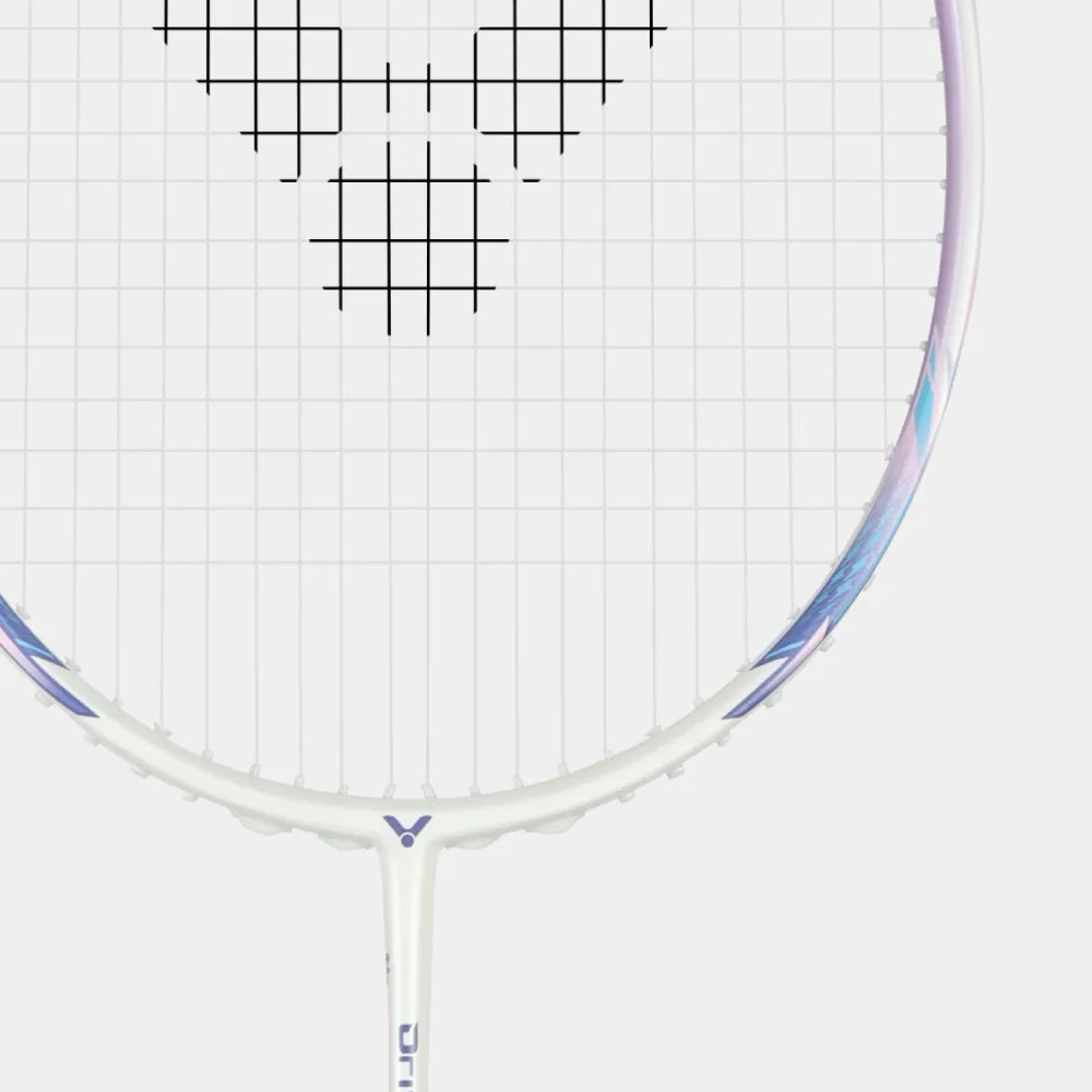Side profile of the Victor DriveX 7SP AJ racket showing the aerodynamic frame shape.
