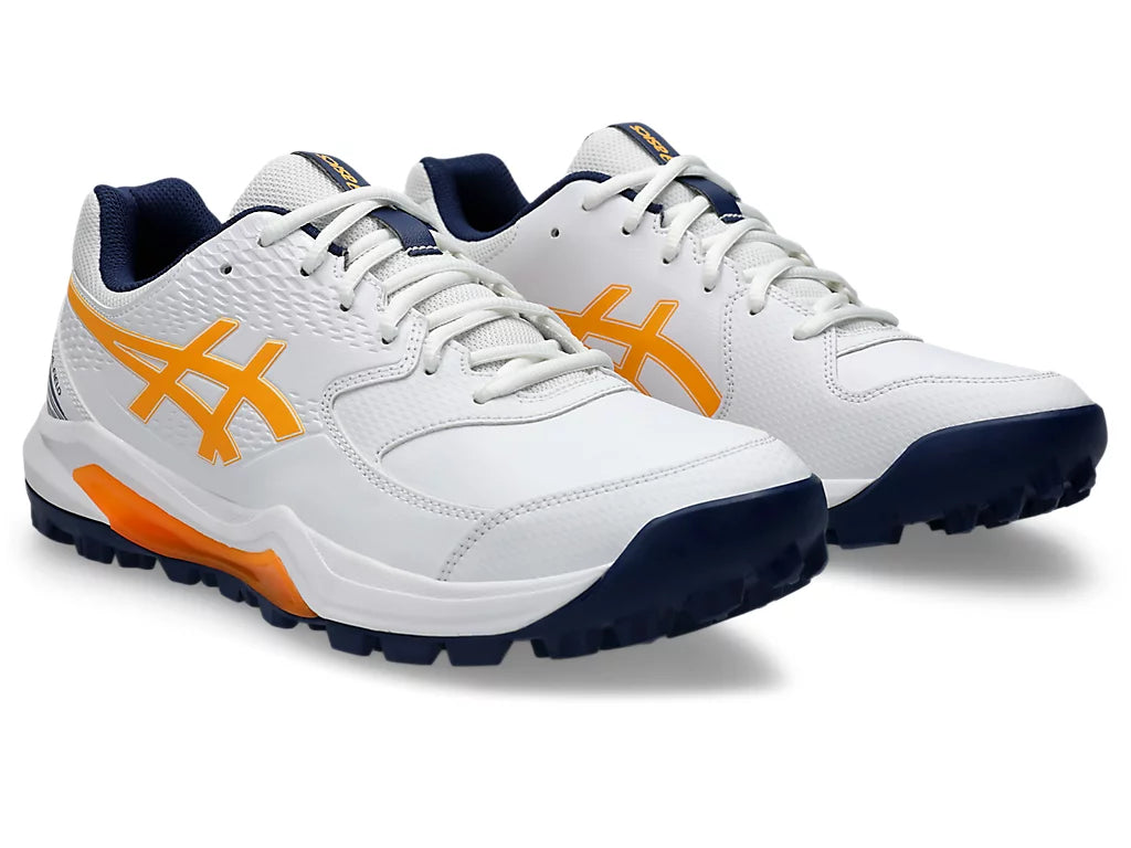 Asics Gel Lethal Field 2 - White/Stadium Orange Rubber Spike Cricket Shoes