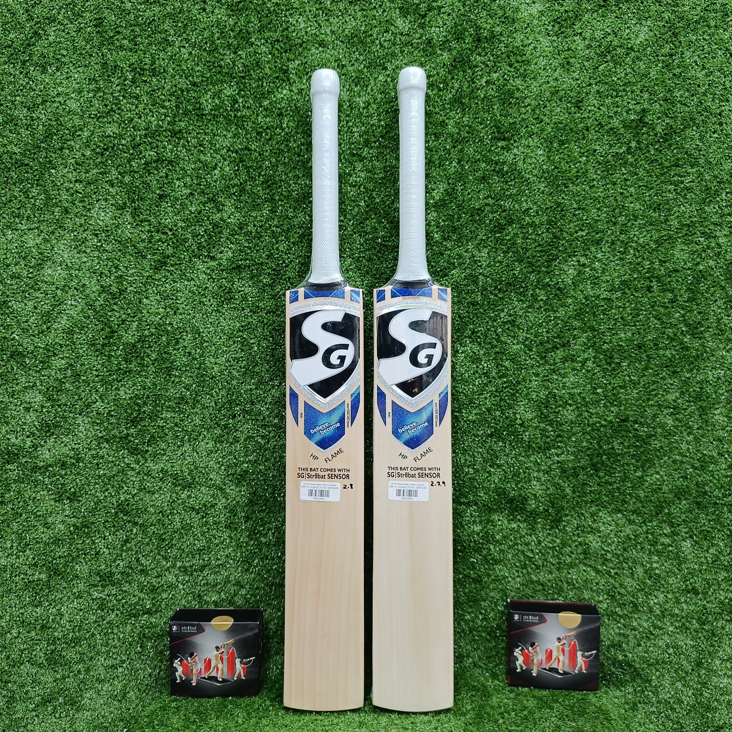 SG HP Flame English Willow Cricket Bat (With SG|Str8bat Sensor) 1