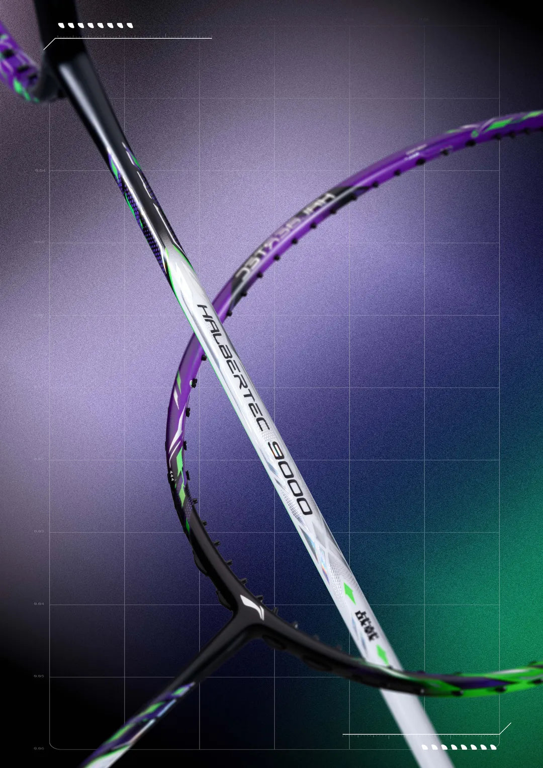 Li-Ning Halbertec 9000 Black/Purple/Green Badminton Racket Prestrung - Made in China