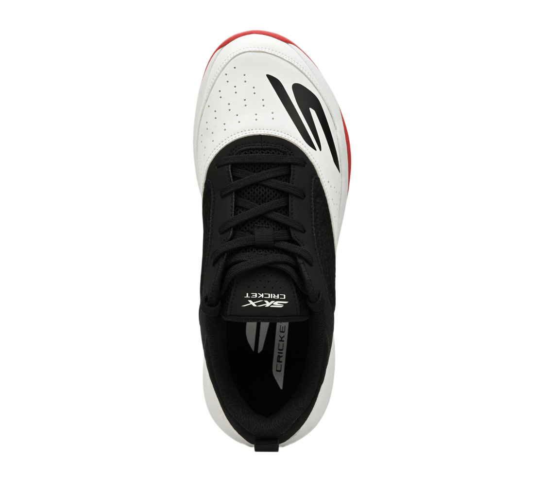 Skechers Cricket Turf Shoes - Rubber Spikes - White/Black/Red by Skechers - top view - TopCricketStore