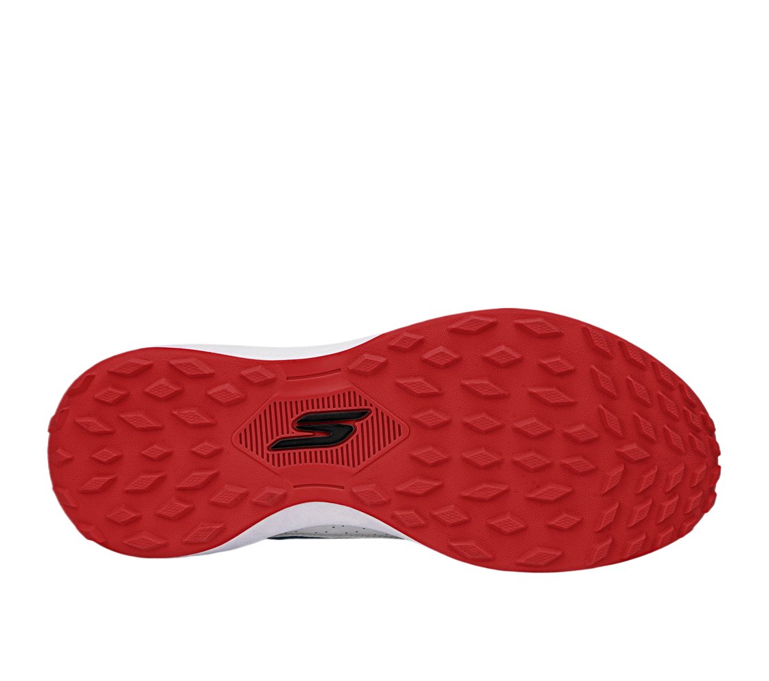 Skechers Cricket Turf Shoes - Rubber Spikes - White/Black/Red by Skechers - rubber stud outsole view - TopCricketStore