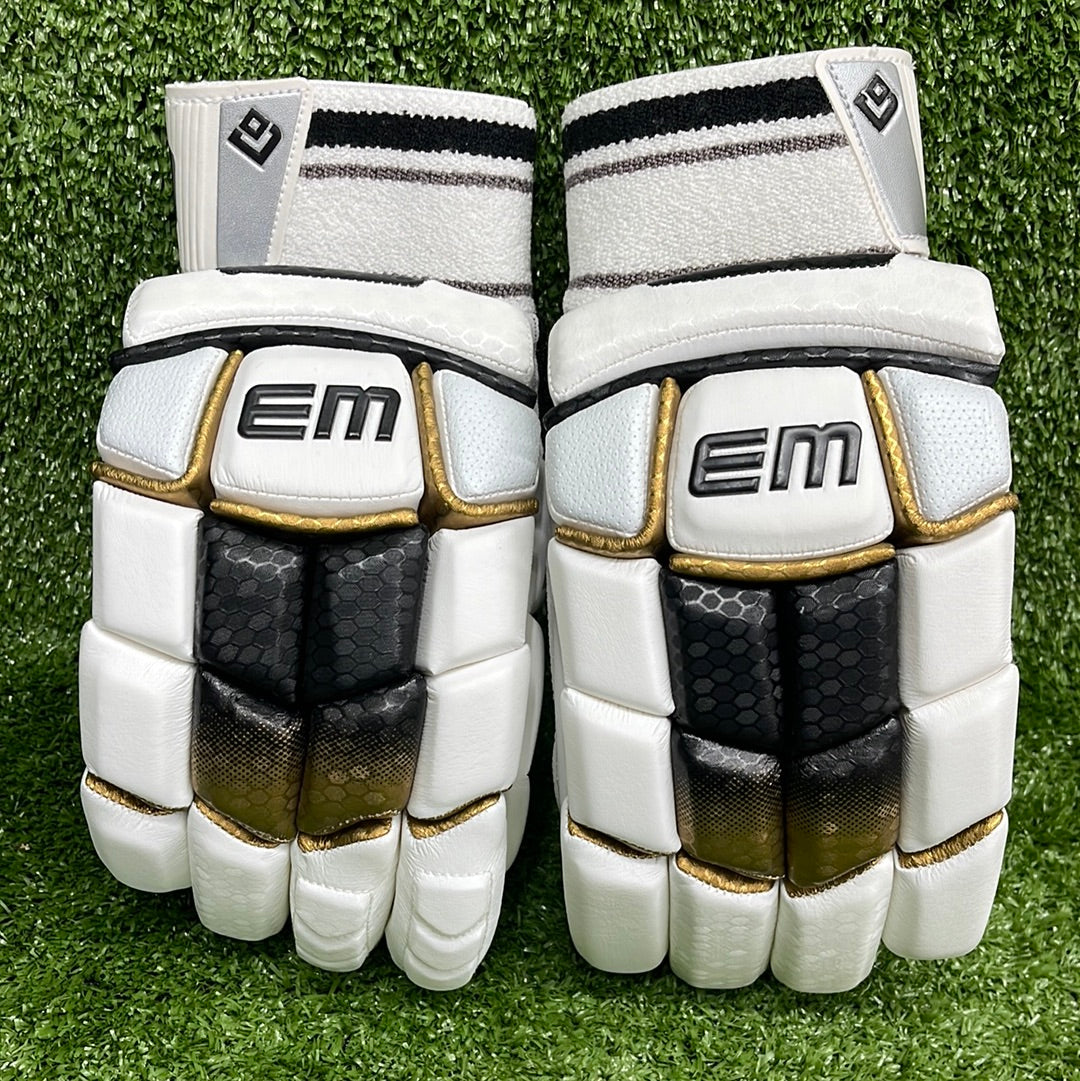 EM GT 1.0 White Adult Cricket Batting Gloves
