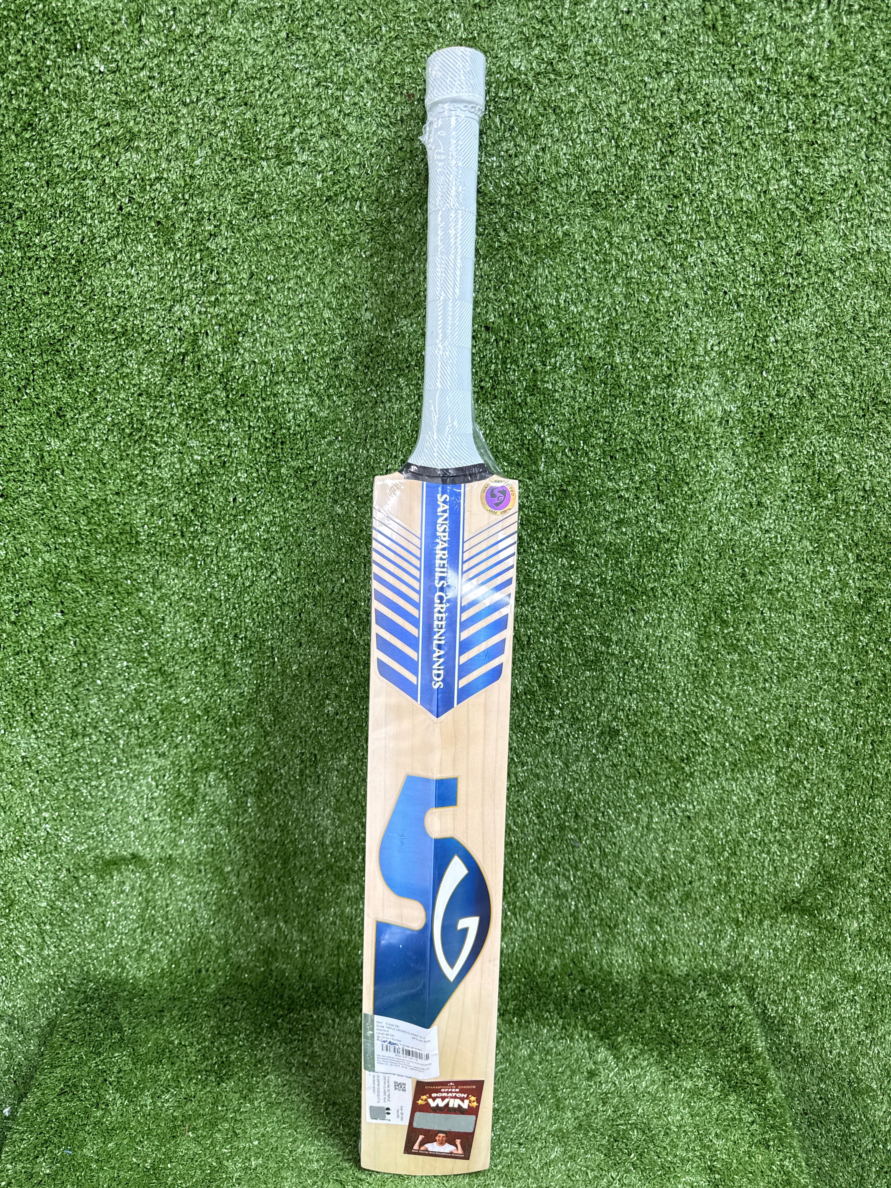 Rear view of the SG Triple Crown Classic Junior bat showing the traditional spine and SG branding.