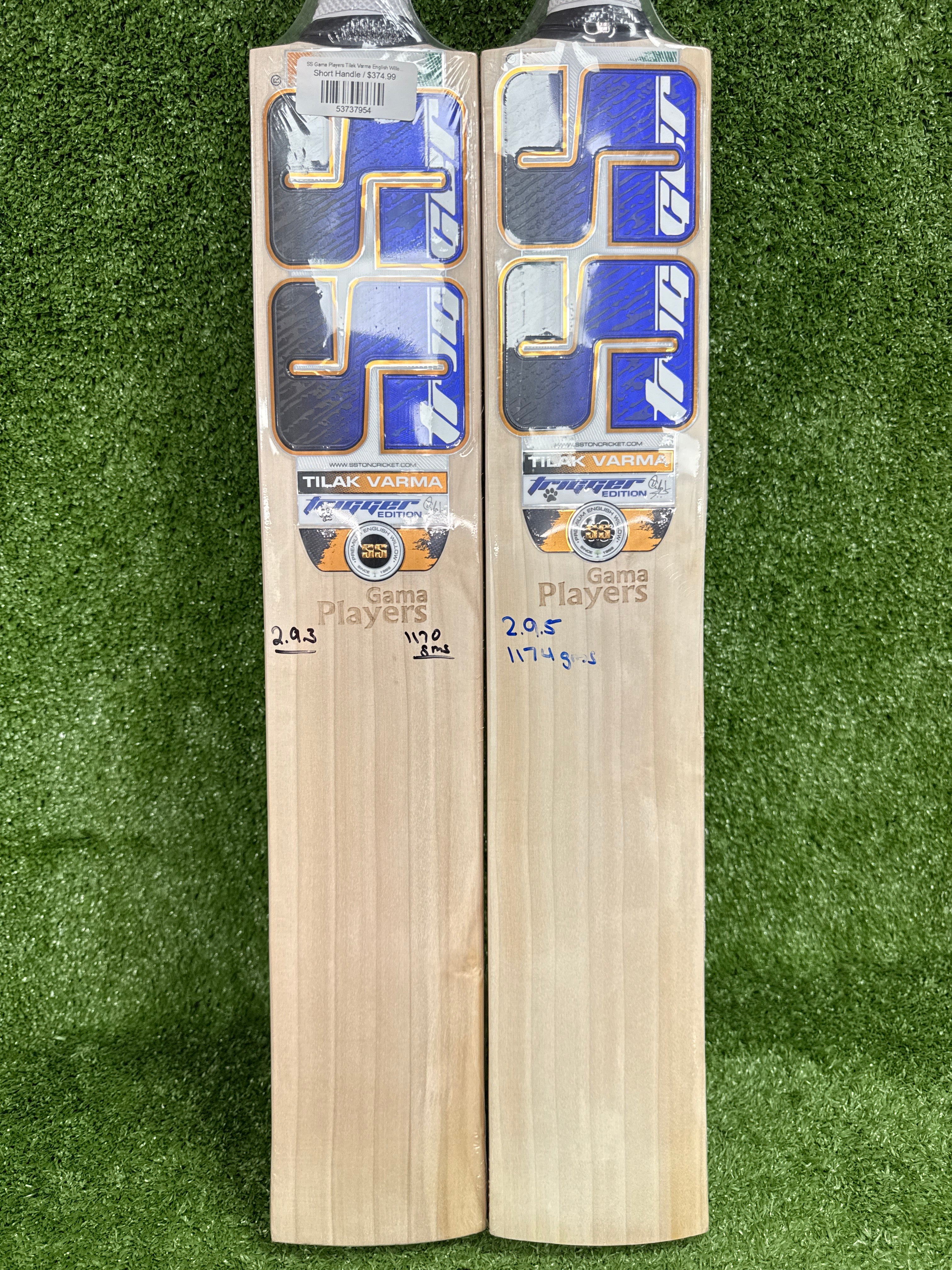 SS Gama Players Tilak Varma English Willow Cricket Bat by SS - side view - TopCricketStore