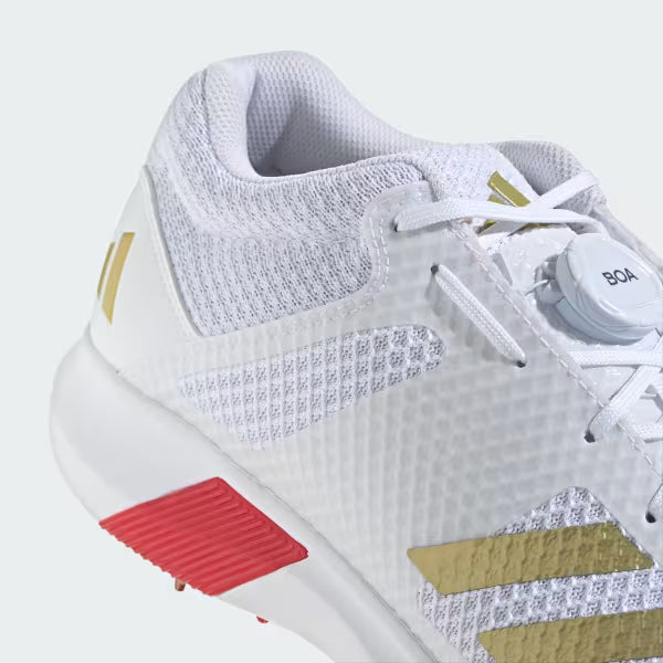 Adidas Adipower Vector Mid 20 Cloud White / Gold Metallic / Pure Ruby Cricket Metal Spike Shoes by Adidas - view 7 - TopCrick