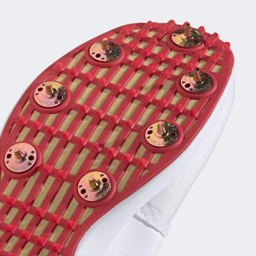 Adidas Adipower Vector Mid 20 Cloud White / Gold Metallic / Pure Ruby Cricket Metal Spike Shoes by Adidas - view 9 - TopCrick