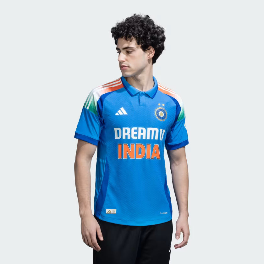 Adidas India Cricket One Day International Player Jersey True Blue