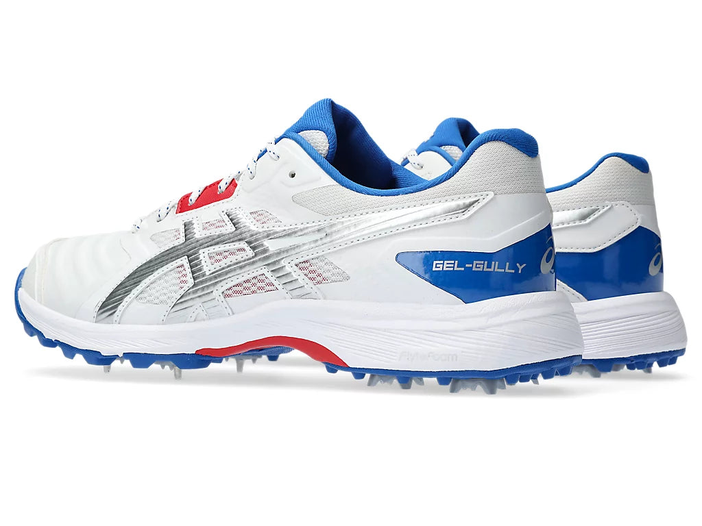 Asics GEL-GULLY 7 - White/Pure Silver Cricket Metal Spike Shoes-3-Top_Cricket_Store