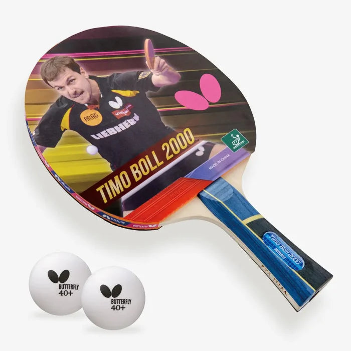 Butterfly Timo Boll 2000 Table Tennis Racket 2 Balls Included by Butterfly - TopCricketStore