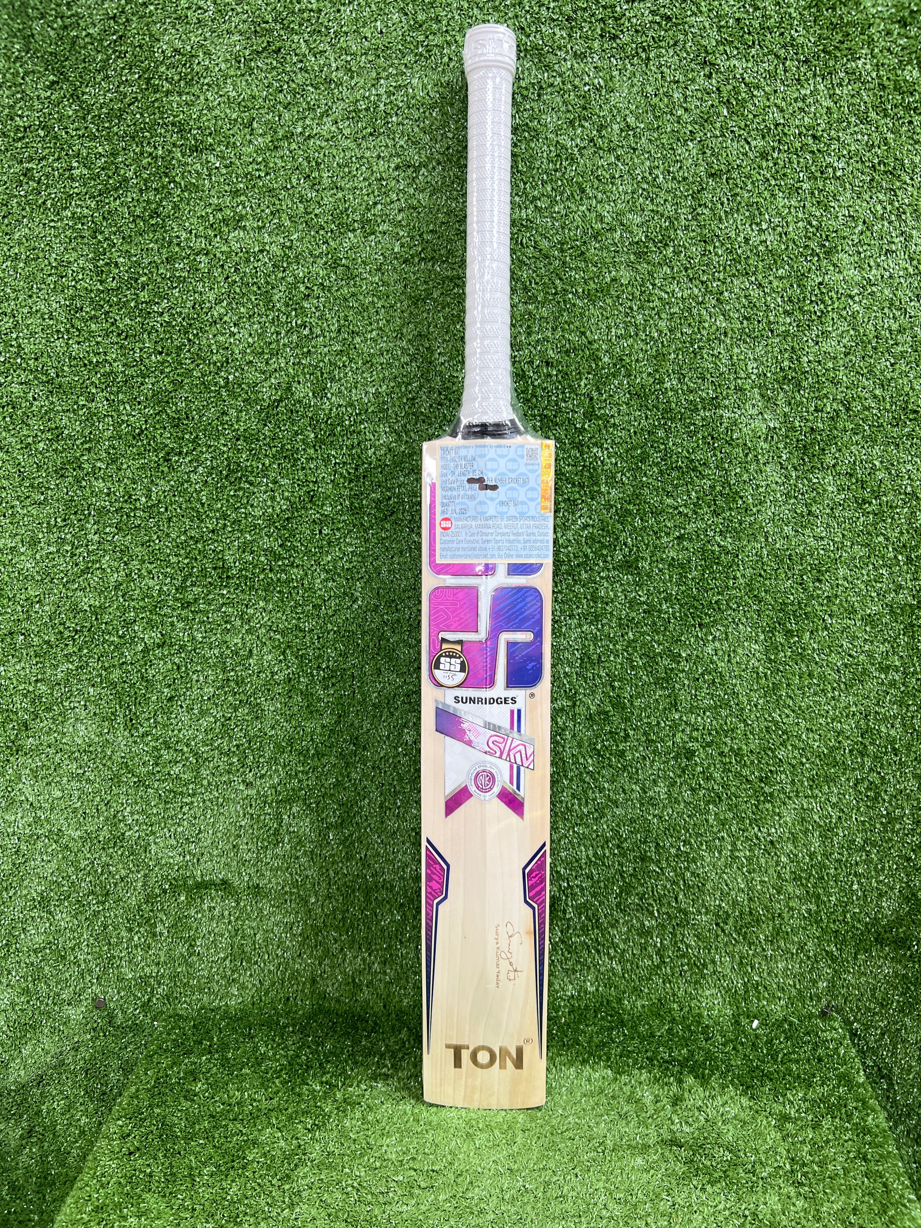 SS Sky Blaster English Willow Cricket Bat - Pink Sticker