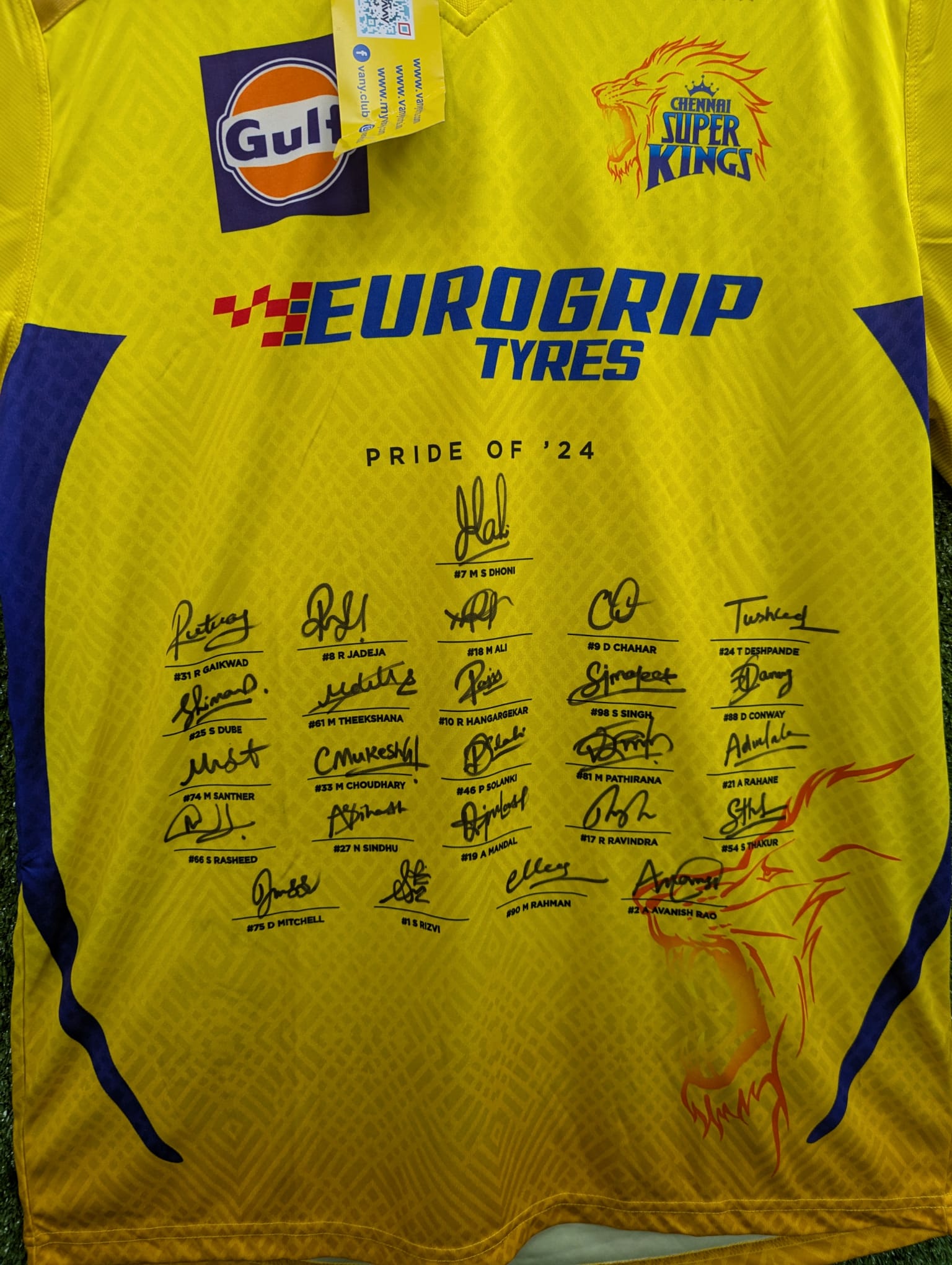 IPL Chennai Super King (CSK) Official Signed Players Jersey