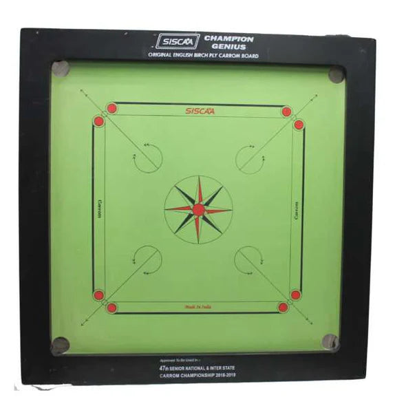 Siscaa Champion Green 20mm English Birch Ply Carrom Board