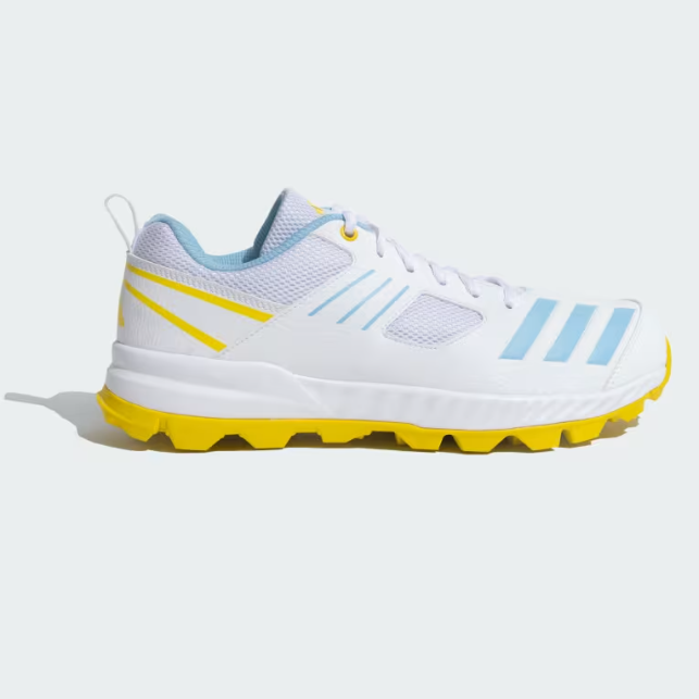 Adidas Cri Hase 23 M Cloud White / Clear Blue / Yellow Cricket Shoes