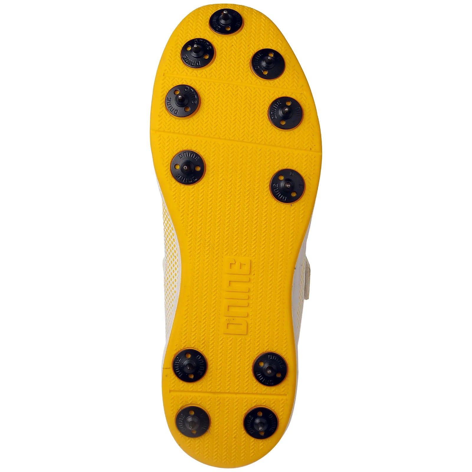 DNINE Polyurethane (PU) Prince-1 Yellow/Black/White Cricket Metal Spike Shoes-3-Top_Cricket_Store