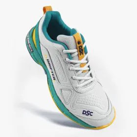 DSC Drifter Sea Green / Yellow Junior Metal Spikes Cricket Shoes by DSC - side view - TopCricketStore