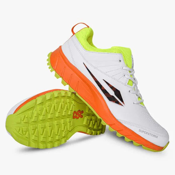 DSC Superstorm (Orange and Lemon) Junior / Youth Cricket Shoes