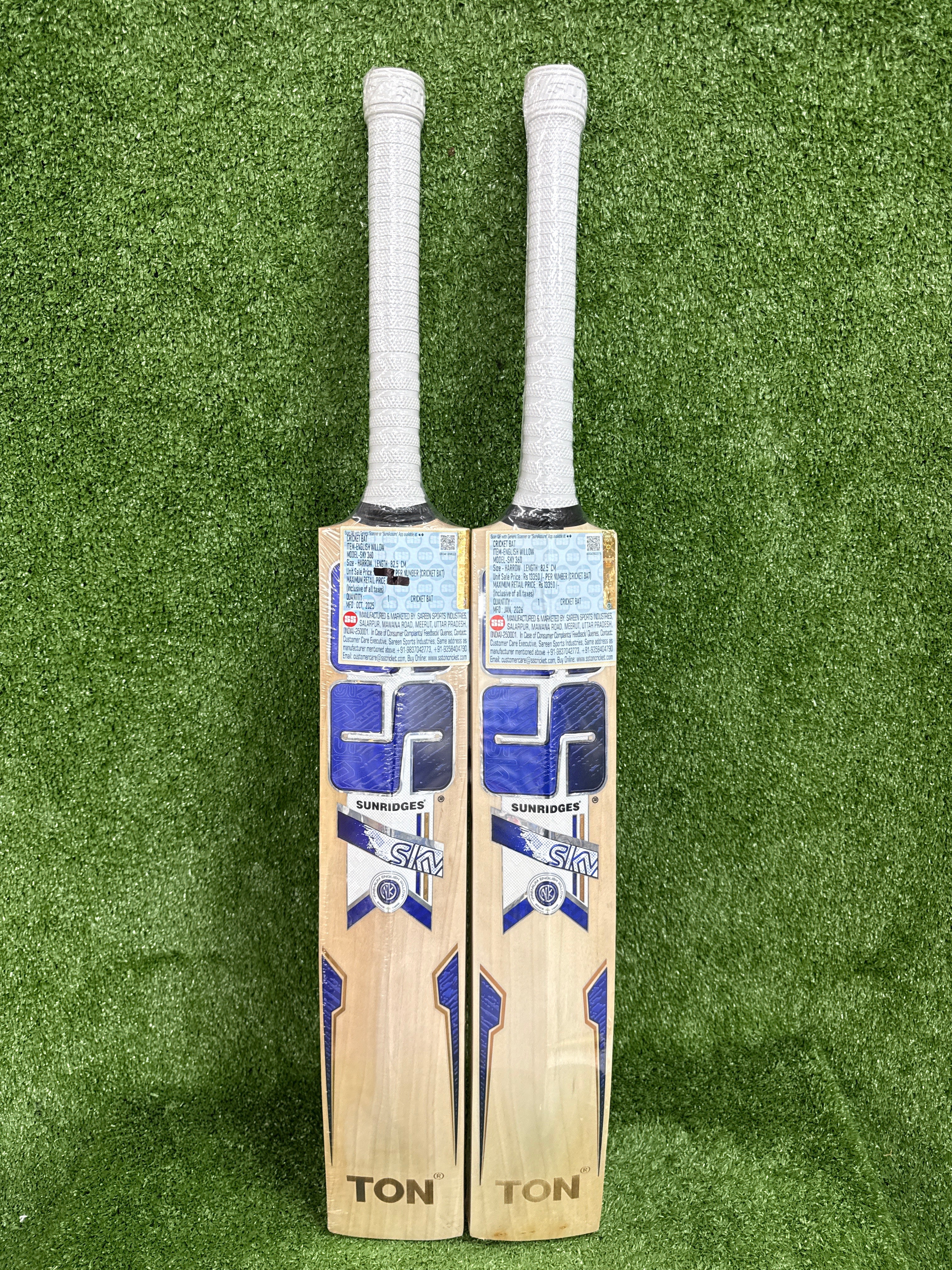SS Sky 360 English Willow Cricket Bat Harrow by SS - close-up detail - TopCricketStore
