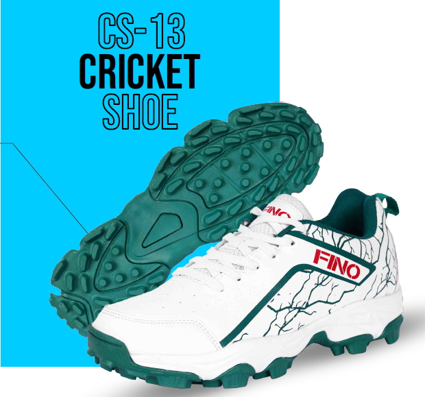 FINO CS-13 Cricket Shoes White and Green