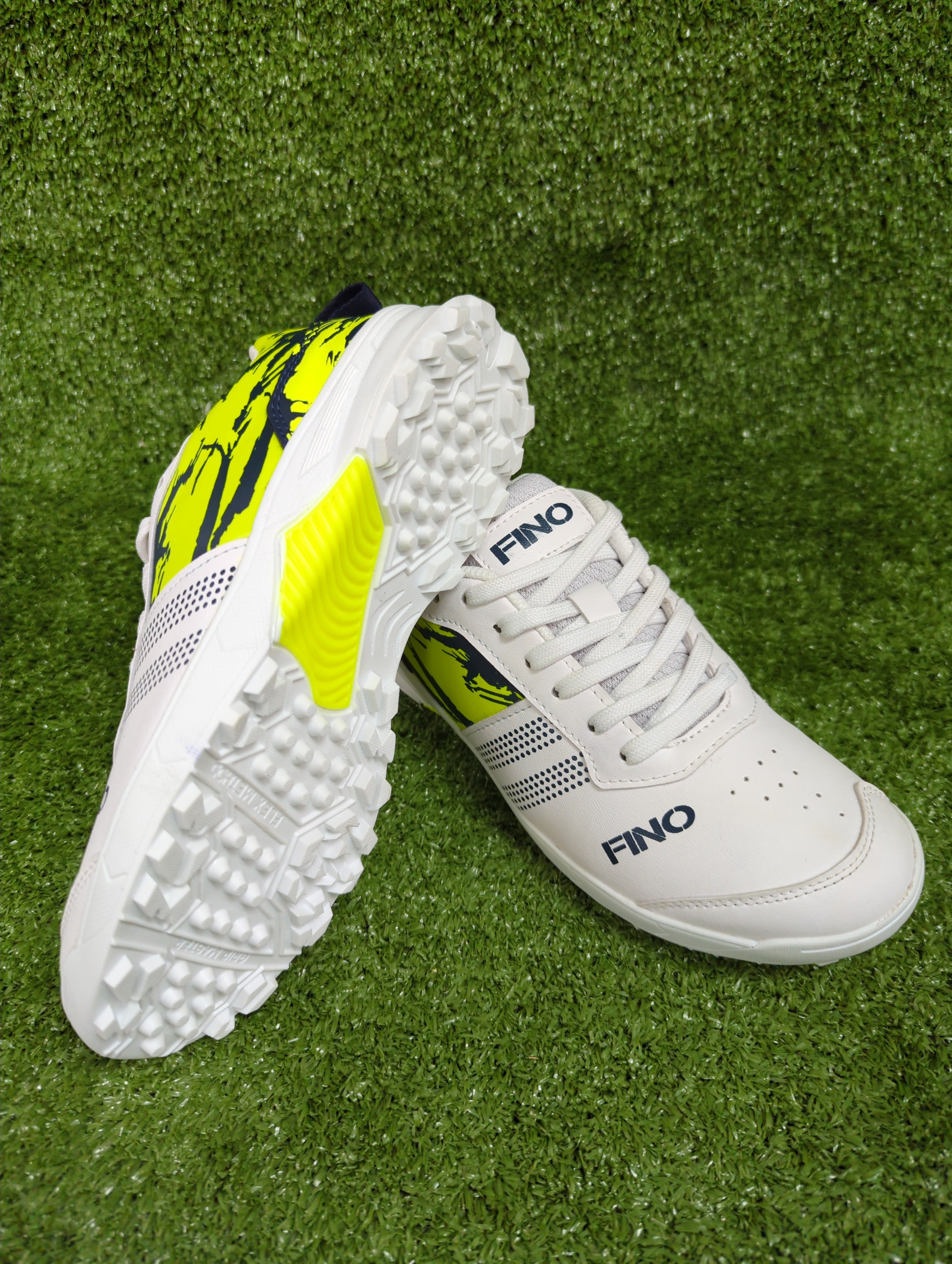 FINO CS-16 Cricket Shoes White Blue and Green-2-Top_Cricket Store