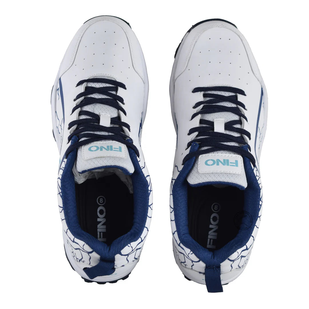 FINO C-13 Junior Cricket Shoes White and Navy Blue