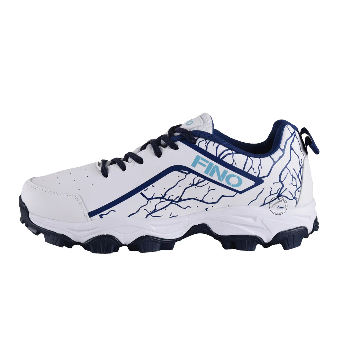 FINO C-13 Cricket Shoes White and Navy Blue