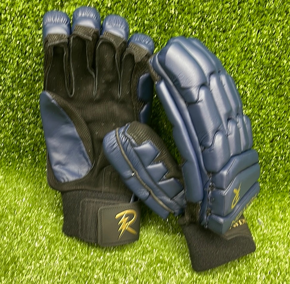 Raydn Players Pro Youth Cricket Batting Gloves (With Pittard) White / Navy Blue / Black