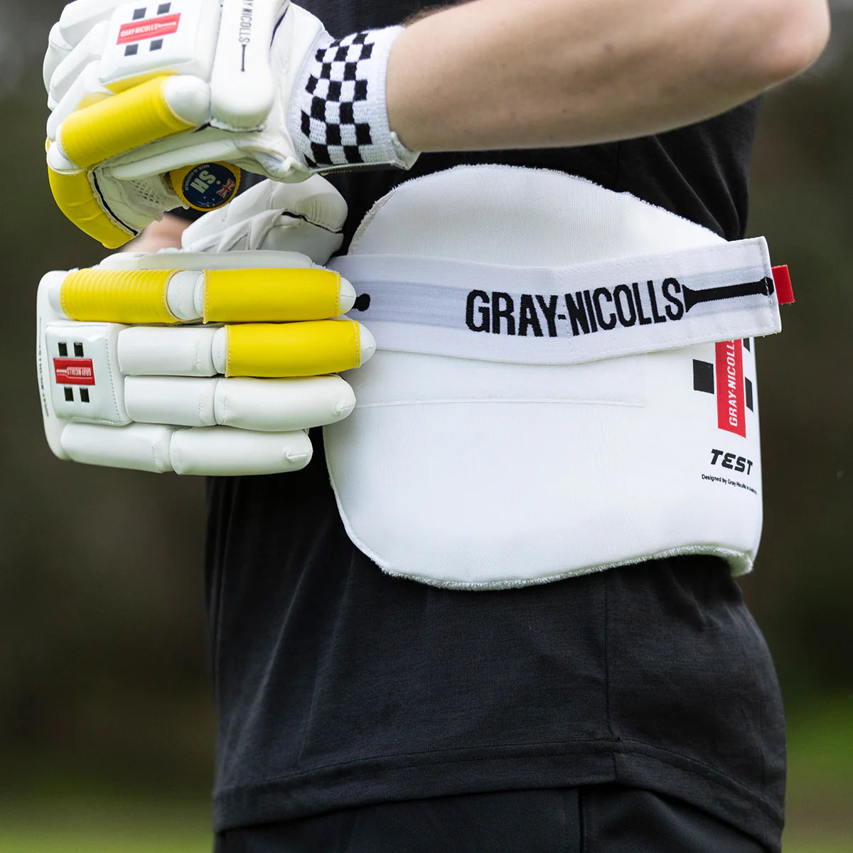 Gray-Nicolls Teat Adult Chest Guard - On Players Body