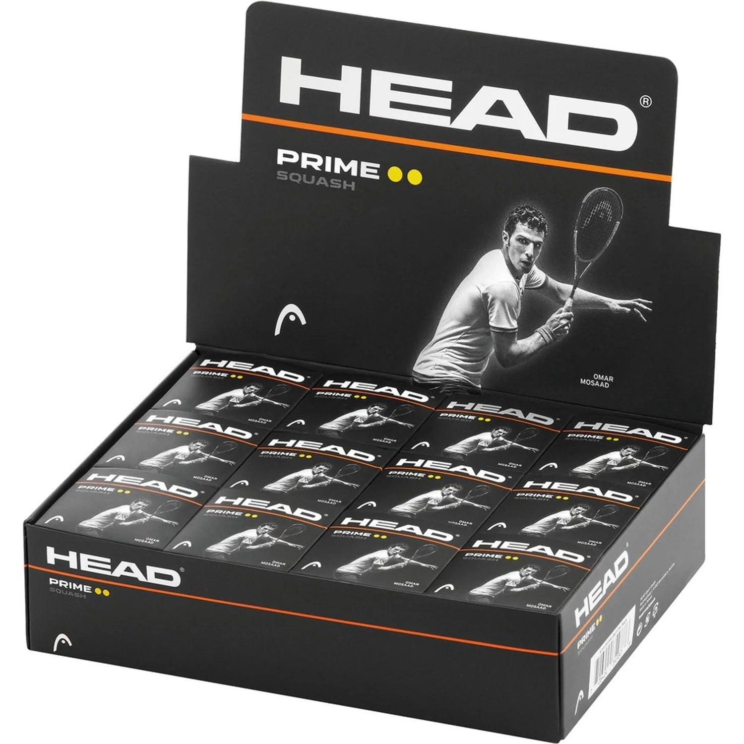 Head Prime Double Dot Squash Balls (Pack of 12)