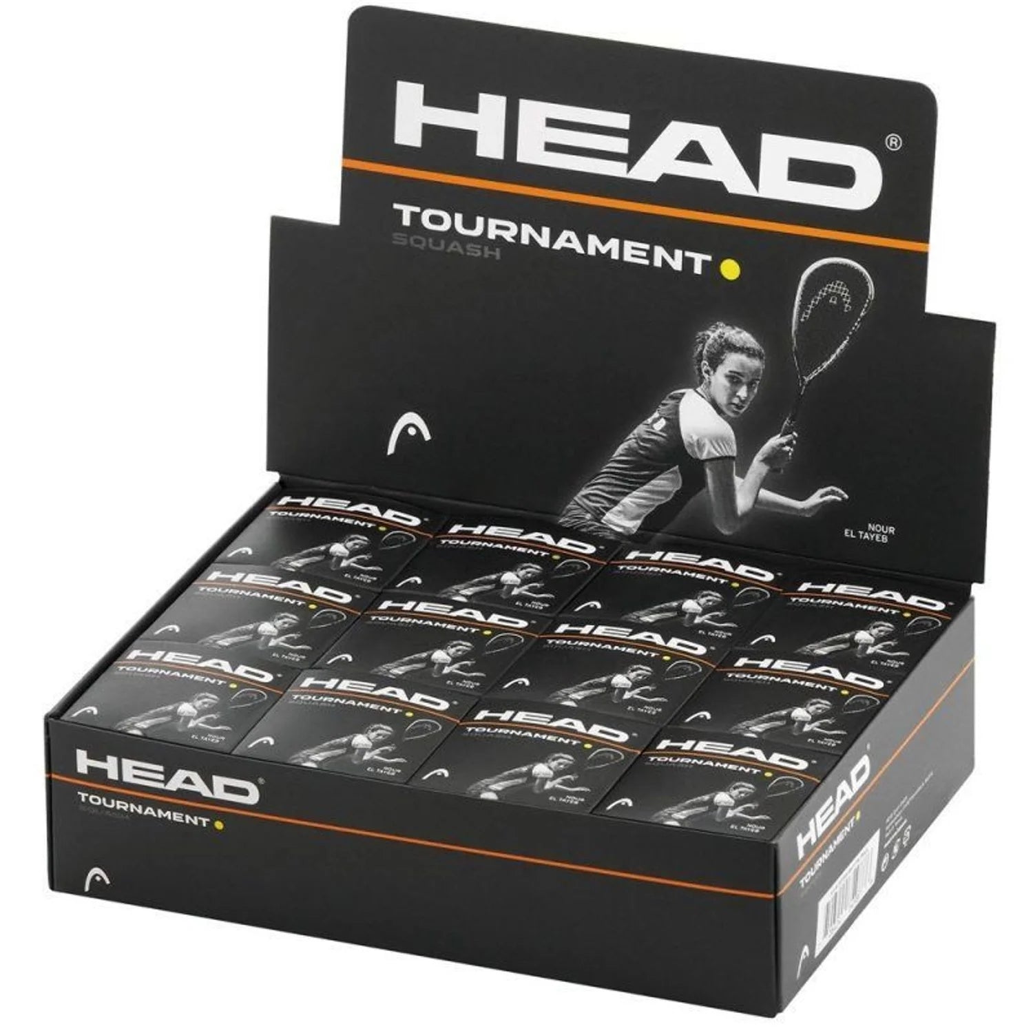 Head Tournament Single Dot Squash Balls (Pack of 12)